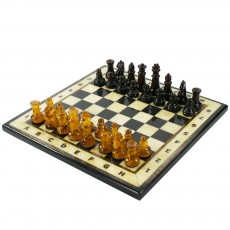 Шахматы  ЯНТАРНЫЕ МИНИ (Мёд+Черные) 25*25